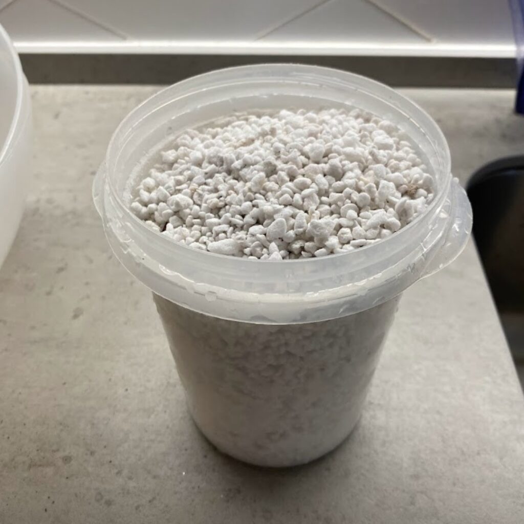 Washed perlite, measured out